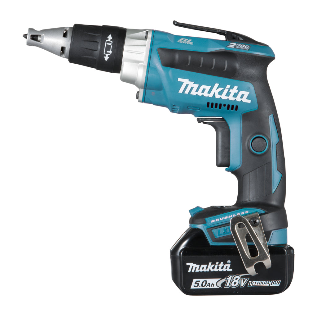 Makita dfs250rtj tournevis 18v batterie 5,0 ah (2 pièces), chargeur rapide, mbox