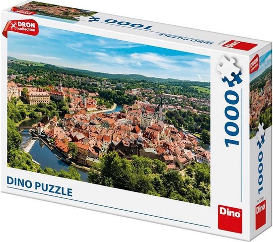 Dinotoys puzzle dinosaure - image de drone český krumlov - 1000 pièces