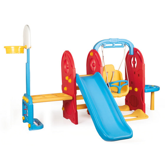 Jeu de jeu Dolu 7 en 1 avec diapositive et swing bleu rouge