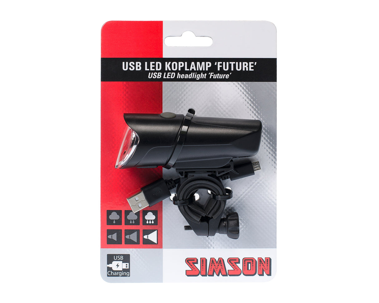 Phare future USB LED rechargeable noir
