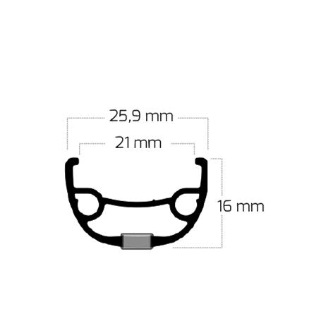 Ryde jante rival 21 28 622 32g 14g disque aluminium noir
