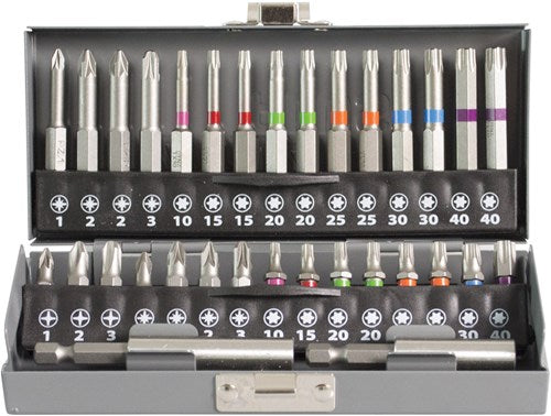 Dynaplus jeu d'embouts prof 32 pièces bandes de couleur dyna emballage métal - 8938.00.00700