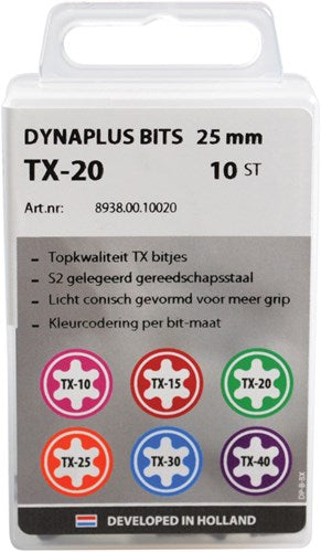 Embout à vis Dynaplus 25 mm tx-15 rouge 10x