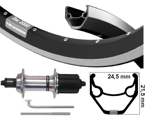 Roue arrière Kgs 26 pouces (559) zac2000 noir argent patte de décrochage 8-10 vitesses