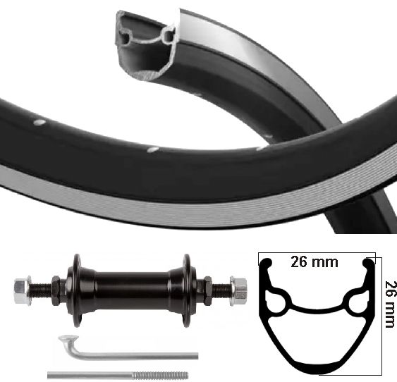 Kgs Roue avant 28 pouces (622) jante Ryde Stratos argent noir axe plein
