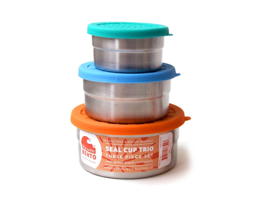 Trio de tasses à joint pour boîte à bento à eau bleue
