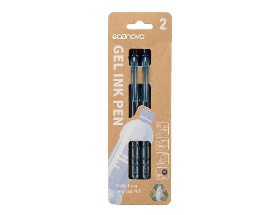 Stylos gel Econovo - bleu et noir - 0,7 mm - 2 pièces