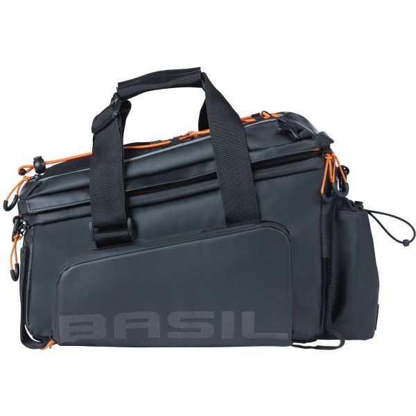 Basil Miles XL Pro Luggage Menace Sac, noir orange, étanche, 9-36L, adapté aux vélos électriques