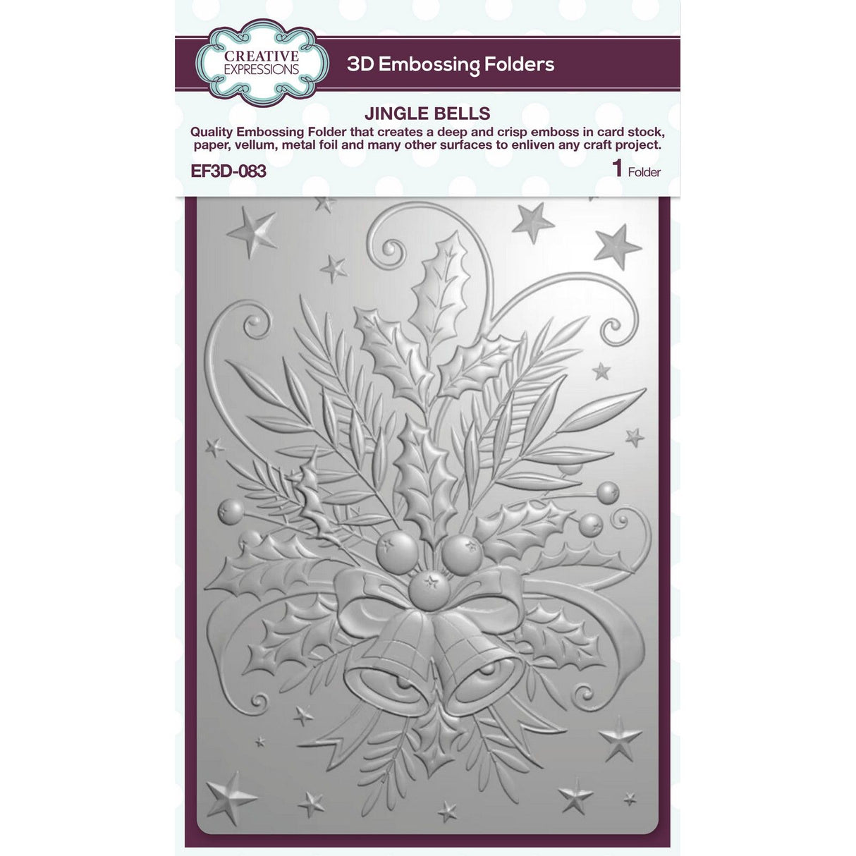 Creative expressions • jingle bells 5 in x 7 in 3d embossing folder