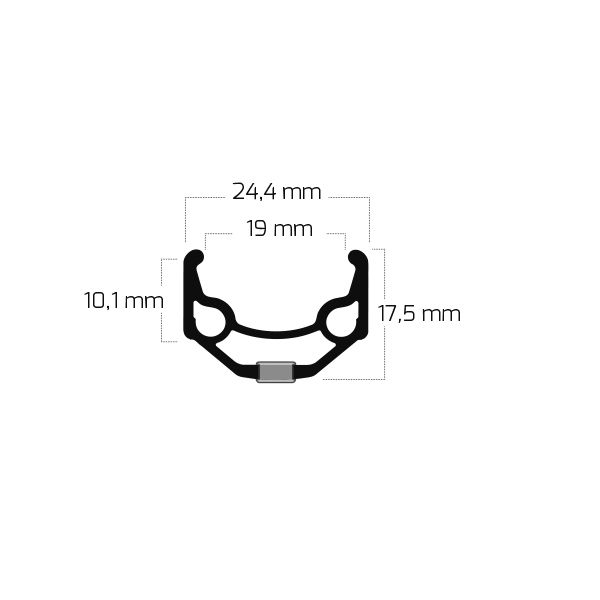 Jante Ryde zac 19 26 559 x 19c aluminium 32 trous 14g - noir