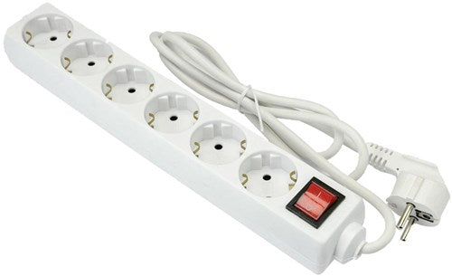 Enzo entac tcd ra cordon 6 voies de 1,5 mètre avec interrupteur blanc 6872010