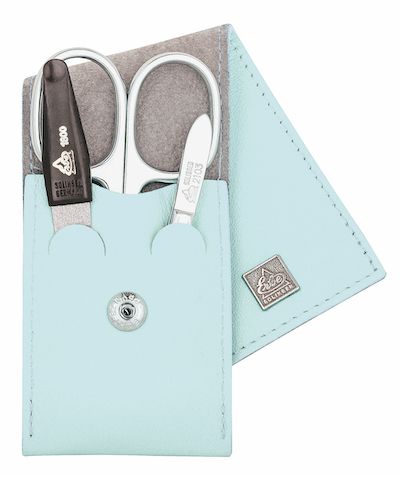Erbe solingen trousse à manucure 3 pièces avec fermeture à bouton-pression bleu tendre (erbe9670)