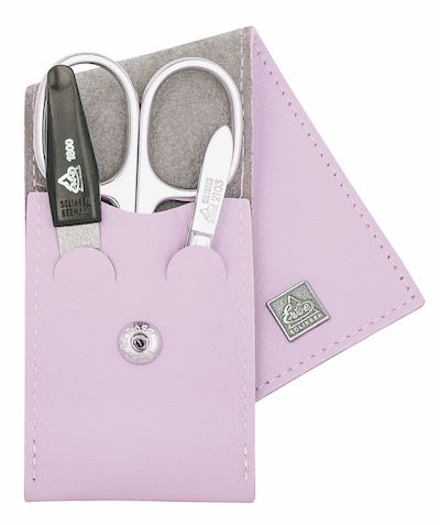 Erbe solingen Trousse à manucure 3 pièces avec fermeture à bouton-pression violet clair (erbe9673)