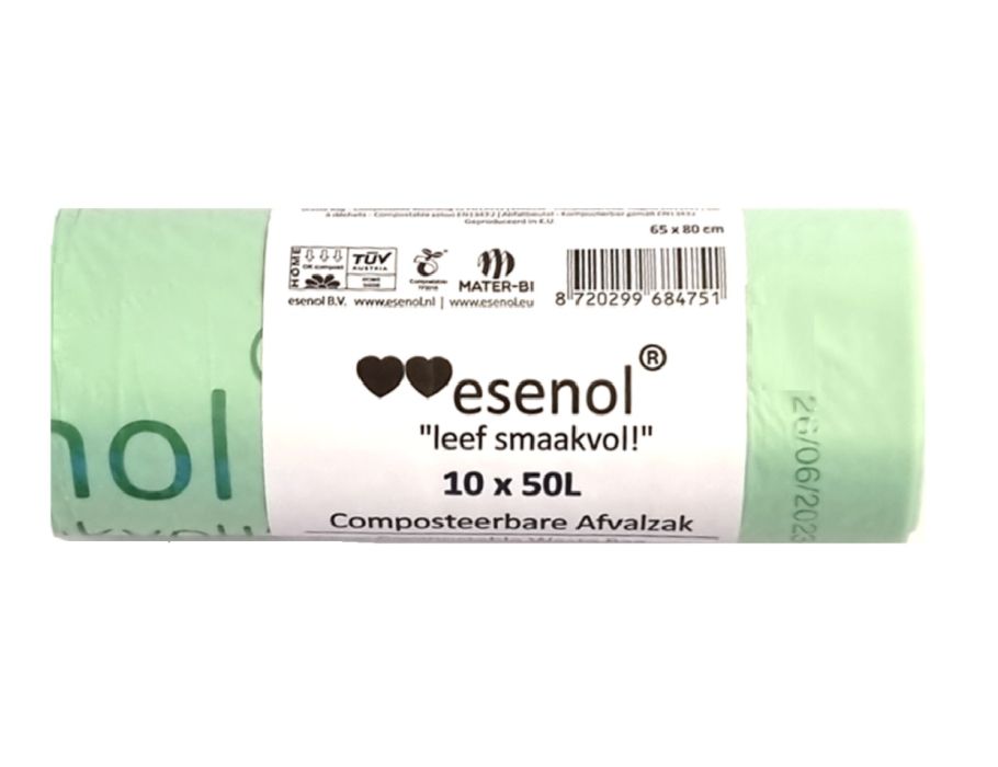 Sacs à déchets composés Esenol 50 litres - 1 rouleau de 10e