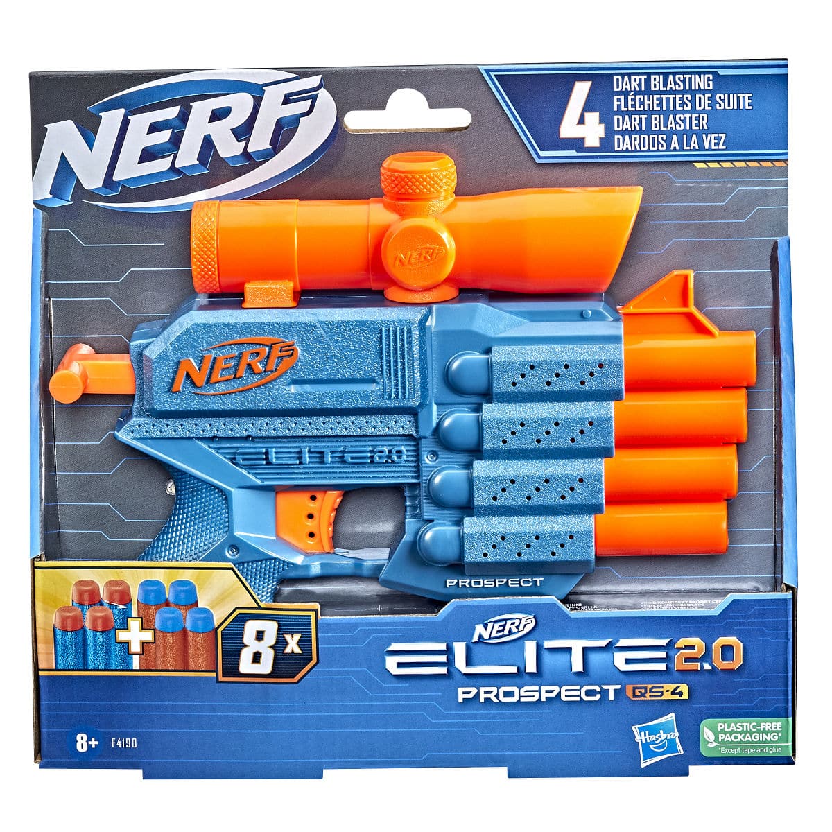 Hasbro Nerf Elite Prospect QS4 comprenant 8 fléchettes