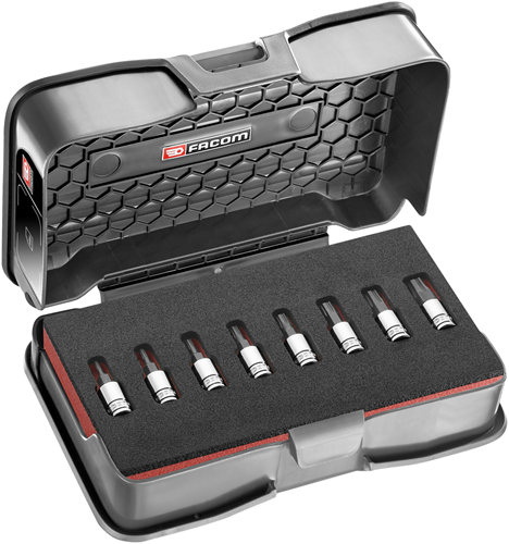 Jeu d'embouts Facom - 6 pans OGV-grip acier trempé noir