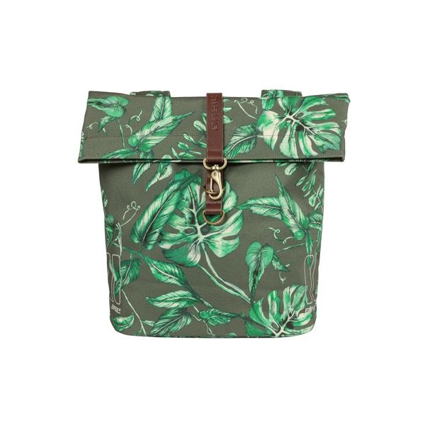 Sac double vélo de basilic, animal de compagnie recyclé, pliage de retenue à l'eau, cuir végétalien, 28-32L, thym groen