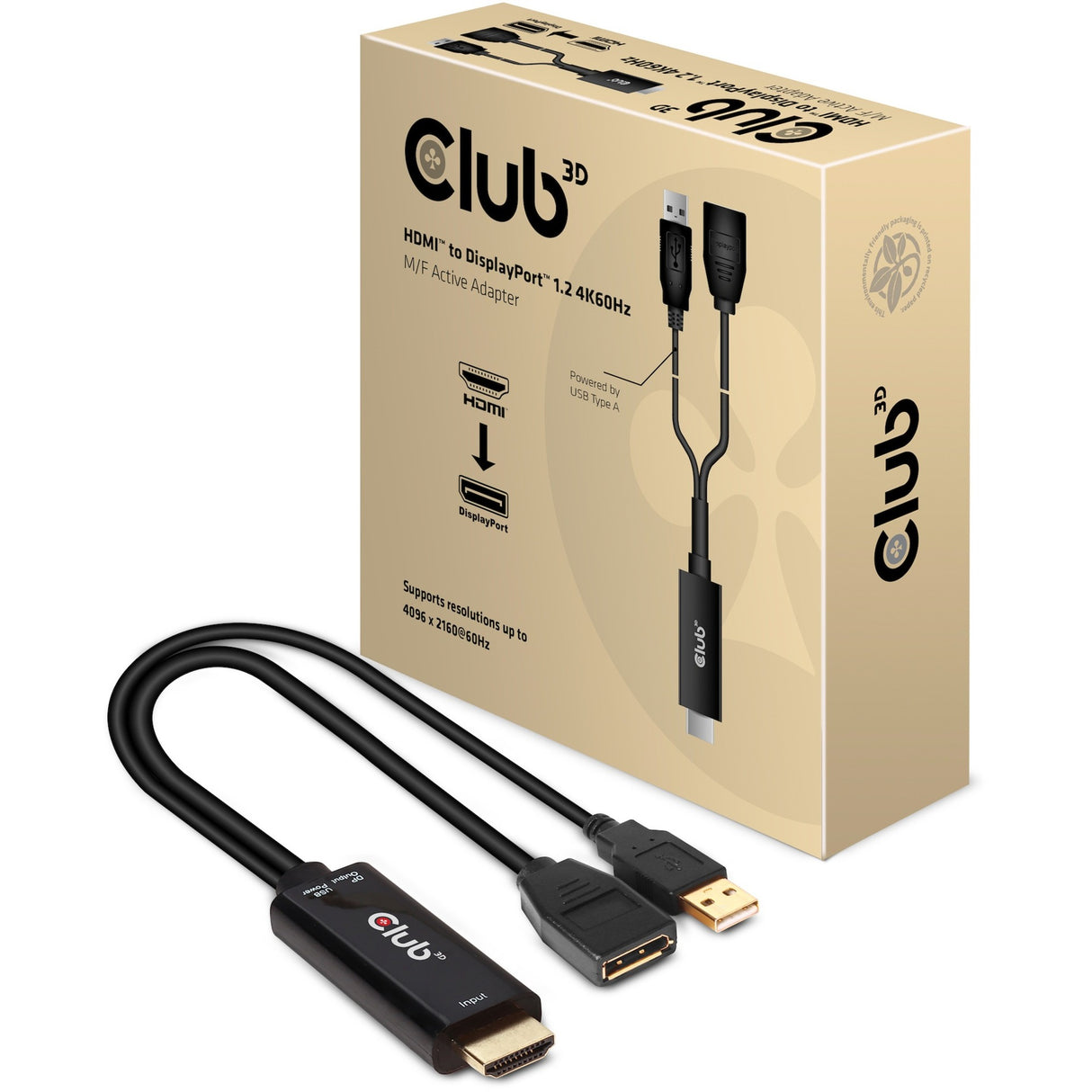 Adaptateur actif Club 3D HDMI vers DisplayPort (0,25 mètres, 4K 60 Hz)