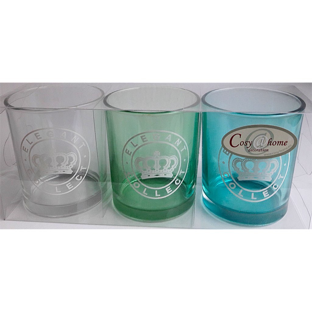 Cosy@home élégant collection photophore en verre 3 pièces