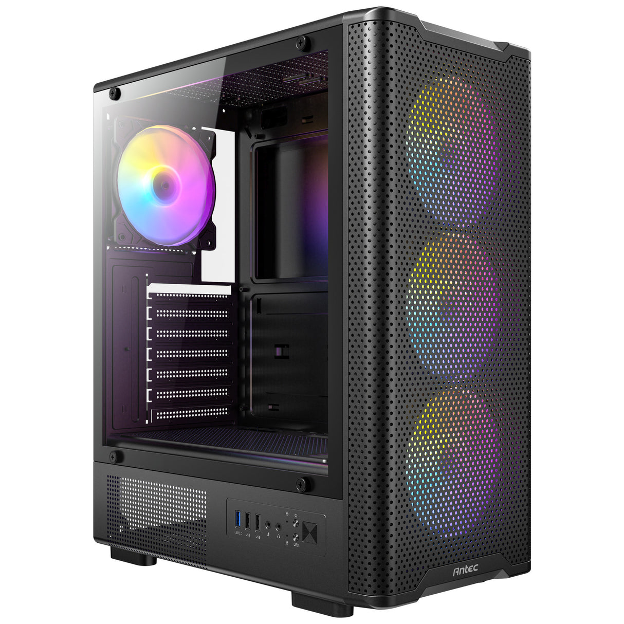 Boîtier tour midi Antec vx310 argb (noir | 3x usb-a | verre trempé)