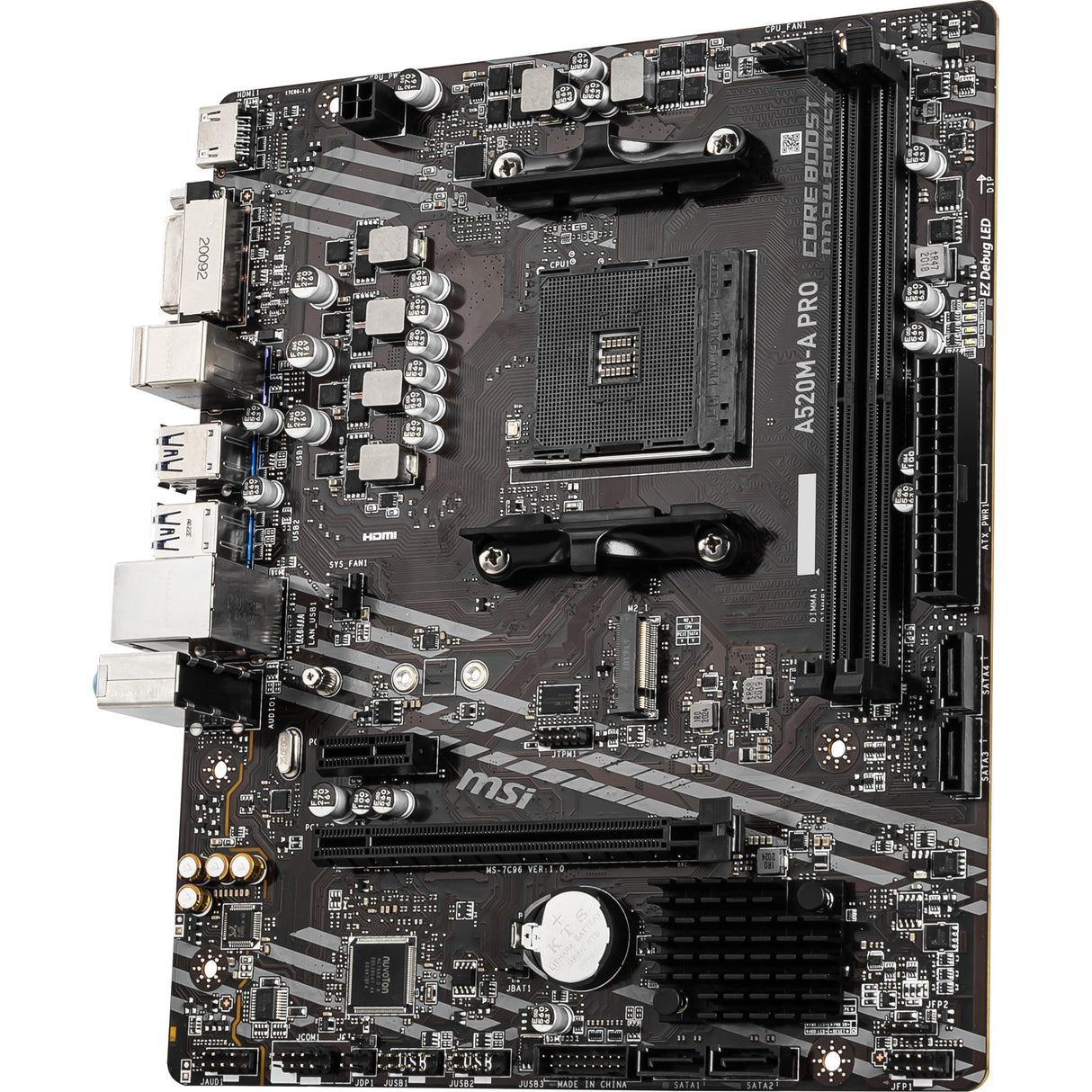 Carte mère Msi a520m-a pro socket am4 (gris noir, raid, gb-lan, son, µatx)