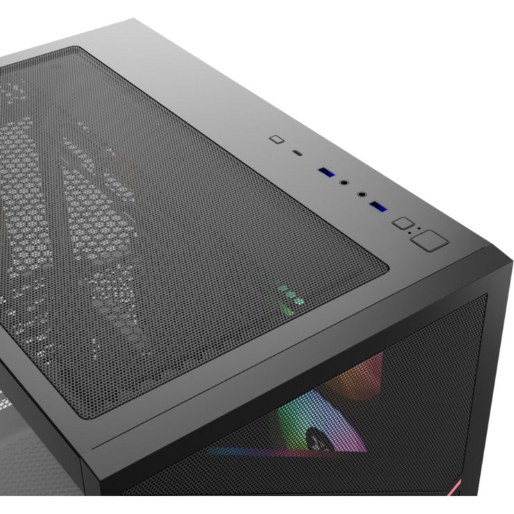 Boîtier tour midi Xyz PC Gear Qubex (noir | 2x USB-A | 1x USB-C | Verre trempé)