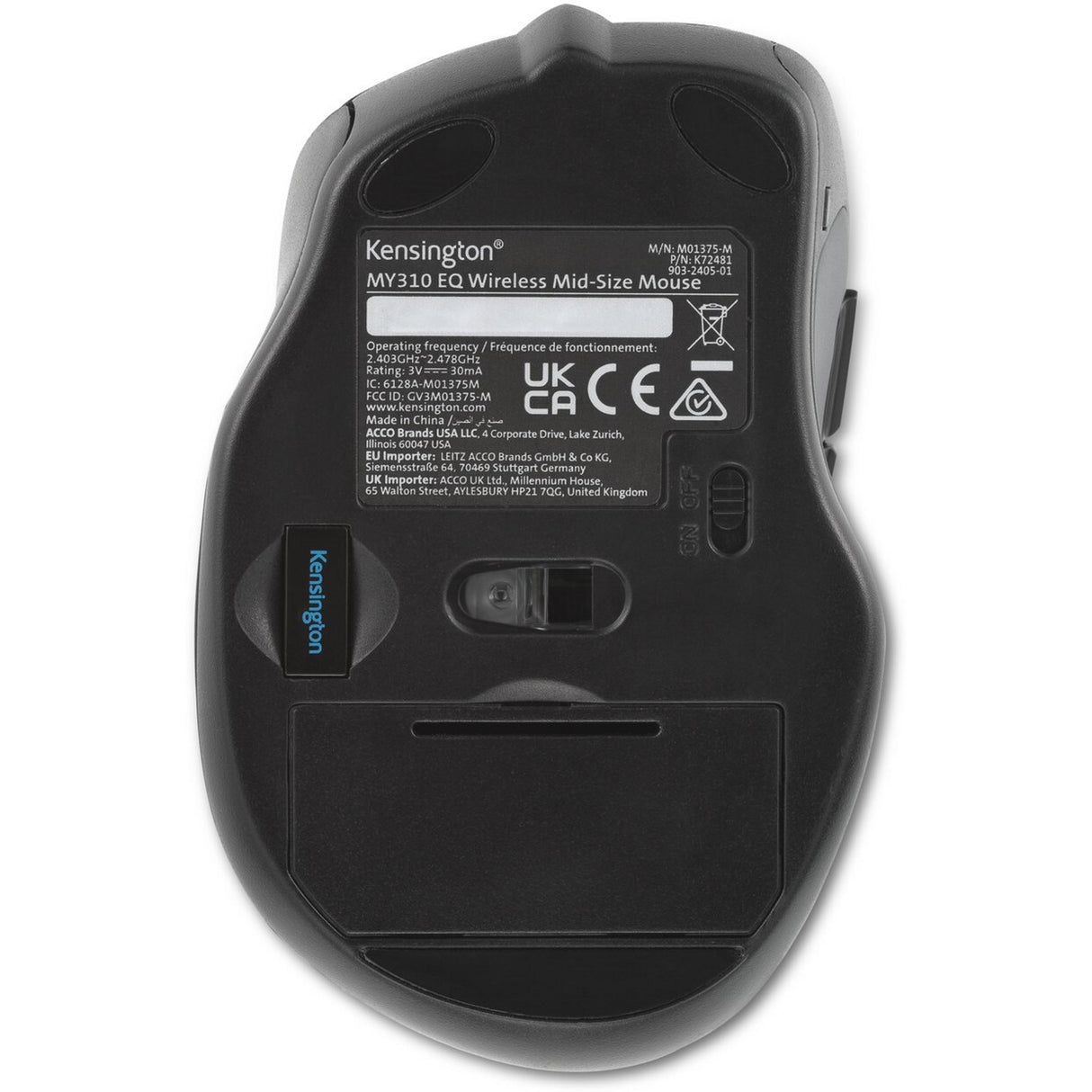 Souris Kensington my310 eq (noire, 800 - 1600 dpi, 2,4 GHz)