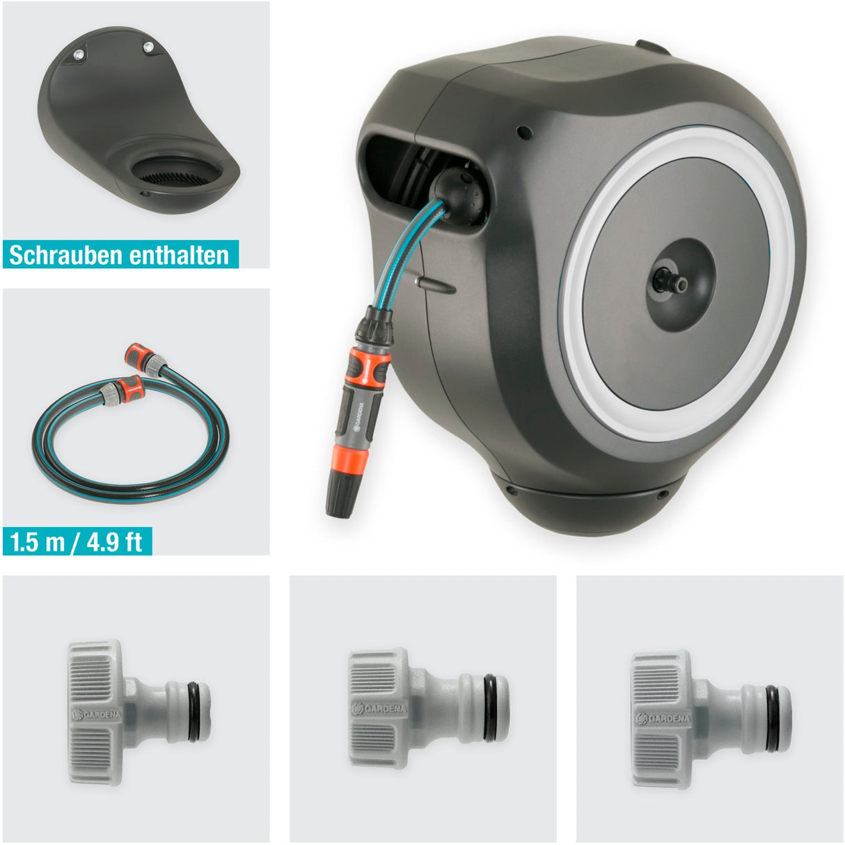 Gardena boîte à tuyau murale rollup m - support de tuyau - 20 mètres - ø 11 mm