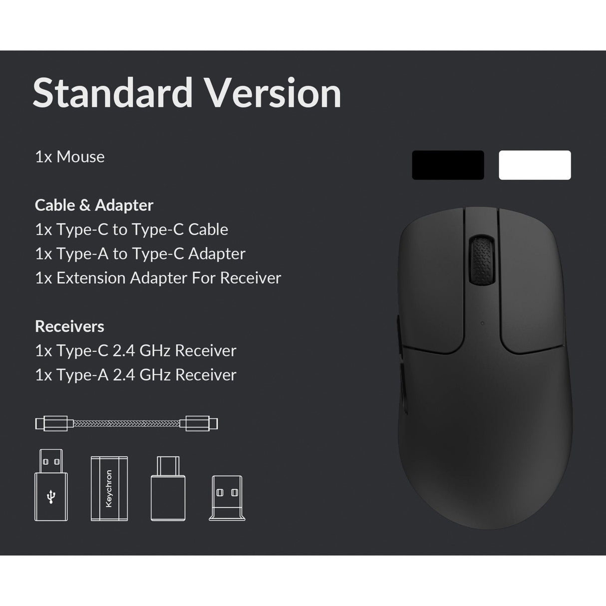 Souris de jeu sans fil Keychron m2 (noire)