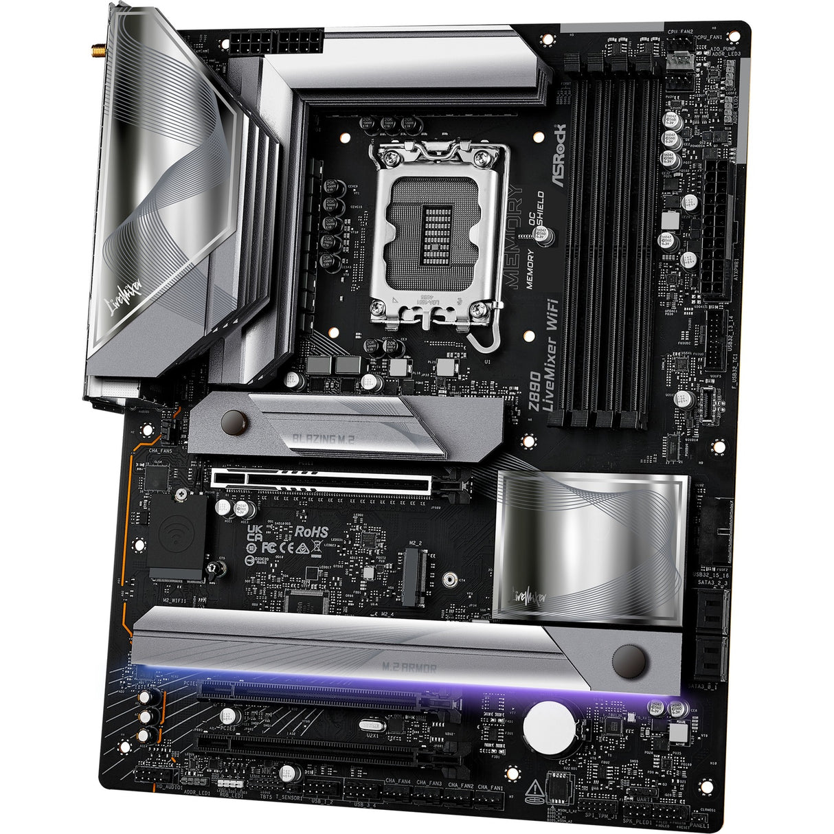 Carte mère Asrock Z890 Live Mixer WiFi Socket 1851 (noir, RAID, 2,5 Go-LAN, Wi-Fi 7, BT, Son, ATX)