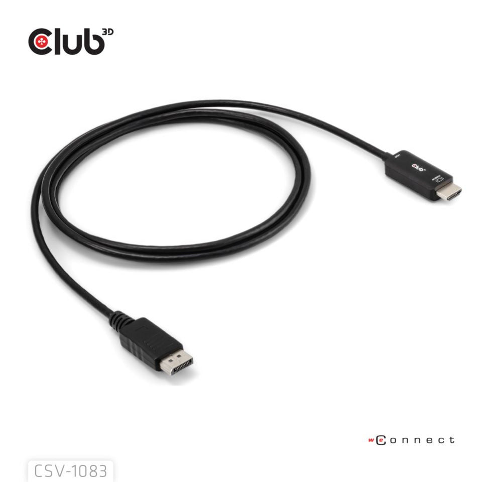 Câble adaptateur Club 3D DisplayPort 1.4 vers HDMI 4K60 Hz (noir, HDR M M 2 m)