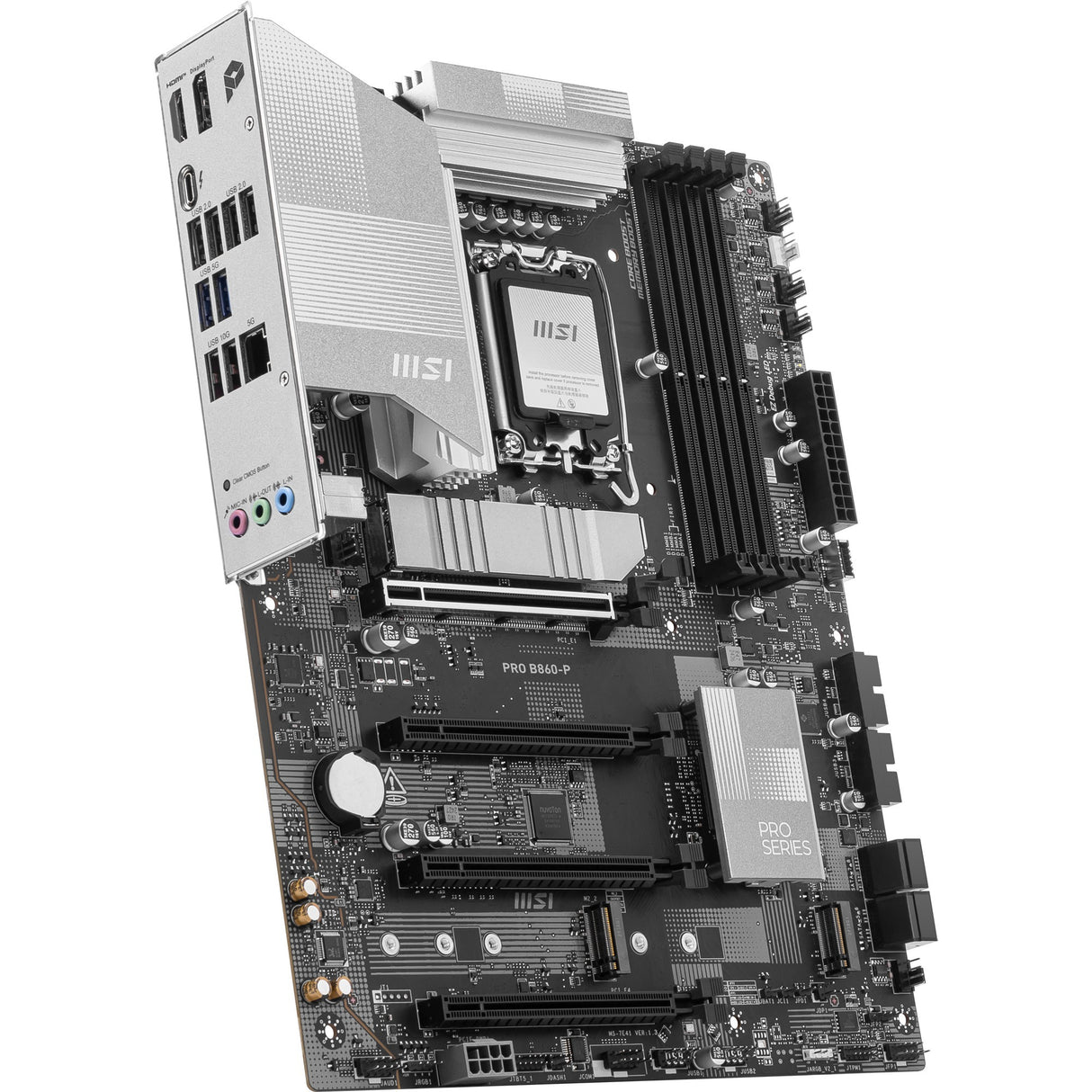 Carte mère MSI Pro B860-P Socket 1851 (argent, RAID, 5 Go-LAN, son, ATX)