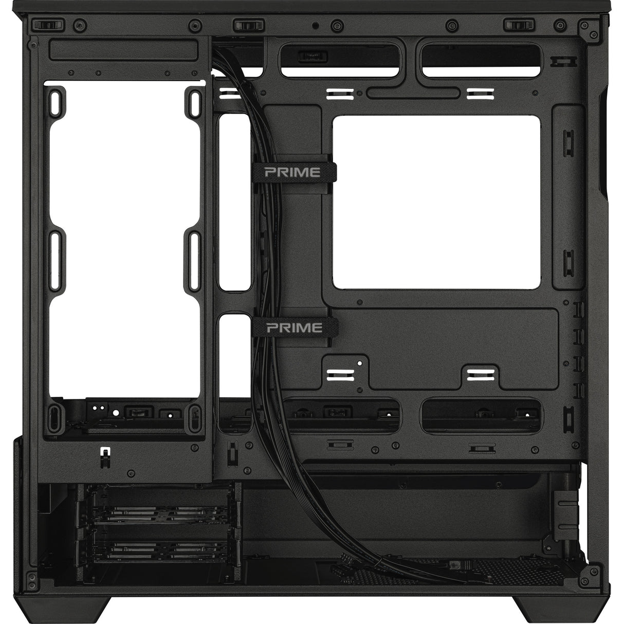Asus prime ap202 midi tower behuizing (zwart | 2x usb-a | 1x usb-c | rgb | tempered glass)