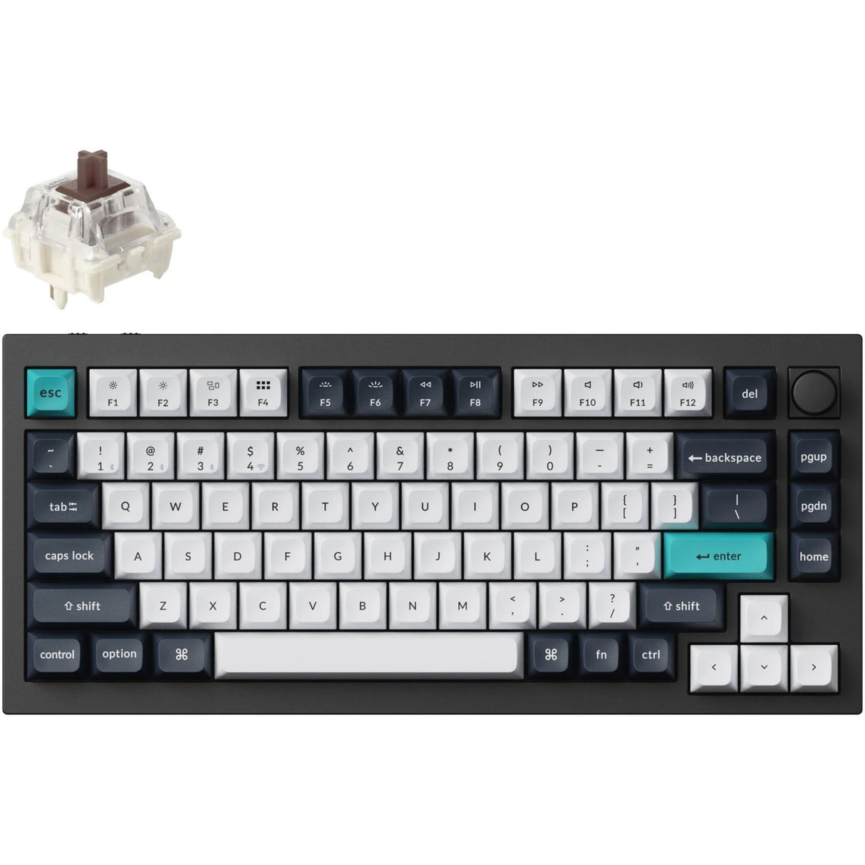 Clavier mécanique Keychron Q1 Max-M3 RGB (noir, disposition américaine (QWERTY), Gateron Jupiter Brown, 75 %, LED RVB, PBT double-shot KSA, échange à chaud, bouton, 2,4 GHz | Bluetooth 5.1 | USB-C)