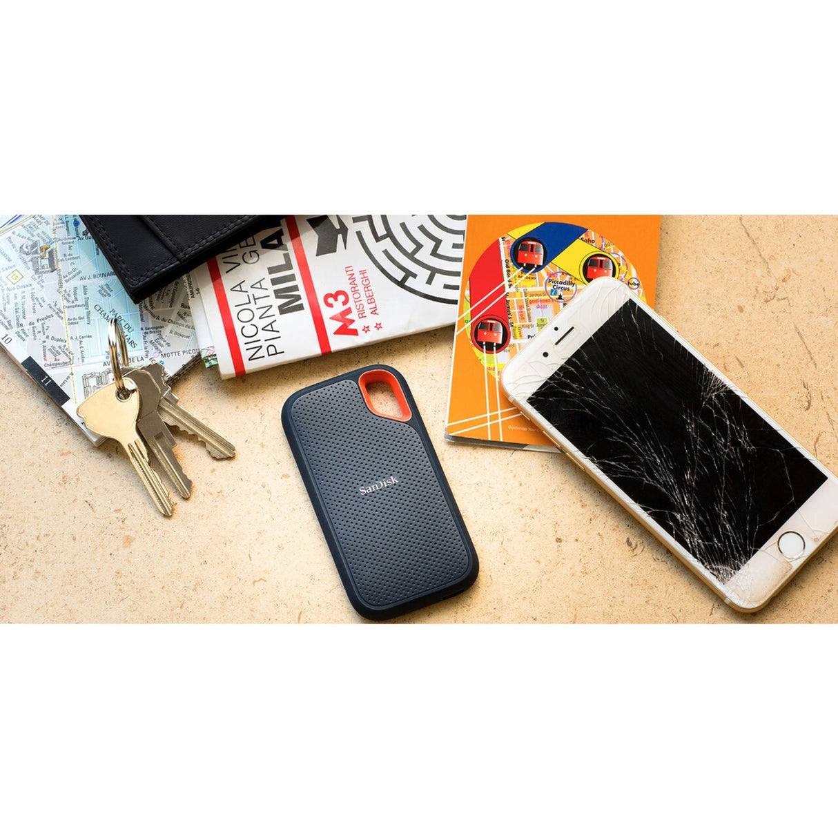 Sandisk extreme portable v2, SSD externe 2 To (noir orange, SDSSDE61-2t00-G25, USB-C)