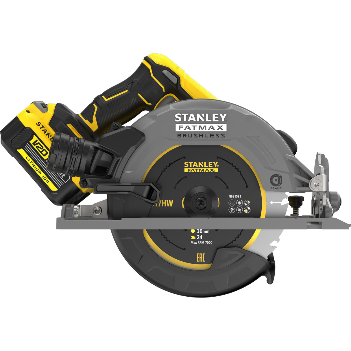 Scie circulaire Stanley fatmax v20 18v scie circulaire à main 190mm (noir jaune, batterie et chargeur inclus, avec étui)