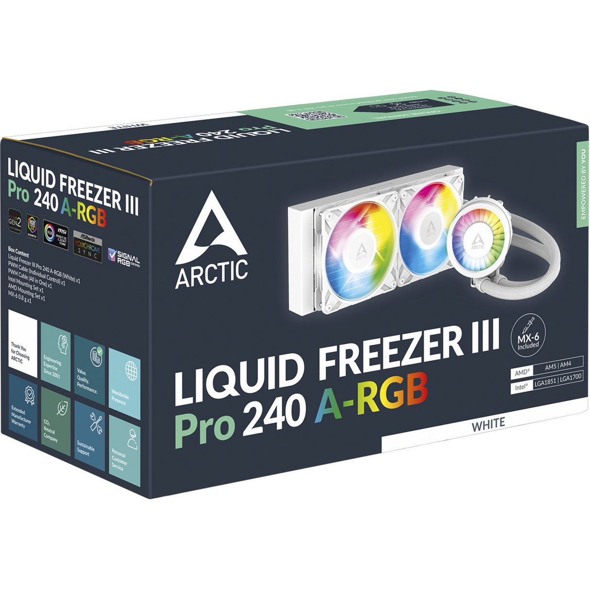Refroidissement par eau Arctic Liquid Freezer III Pro 240 A-RGB (blanc, connecteur de ventilateur PWN à 4 broches)
