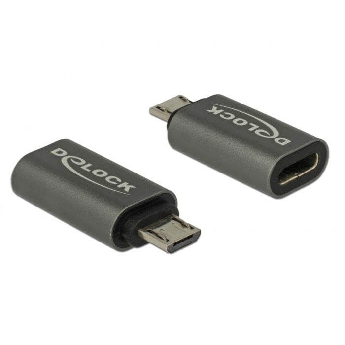 Delock adaptateur USB 2.0 micro-B mâle vers USB type-C 2.0 femelle (anthracite)