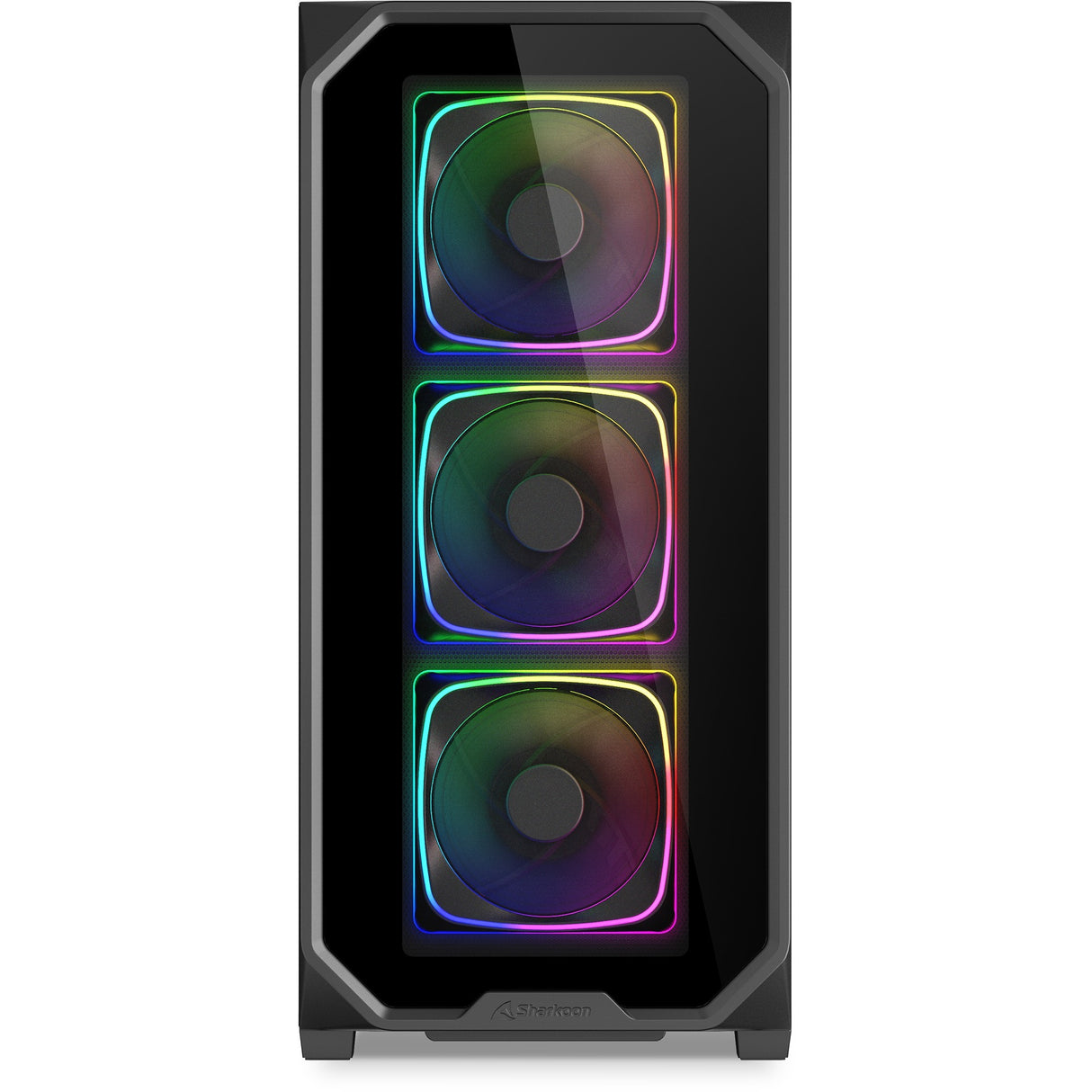 Boîtier tour midi Sharkoon ak5g rgb (noir | 2x usb-a | 1x usb-c | rgb | verre trempé)