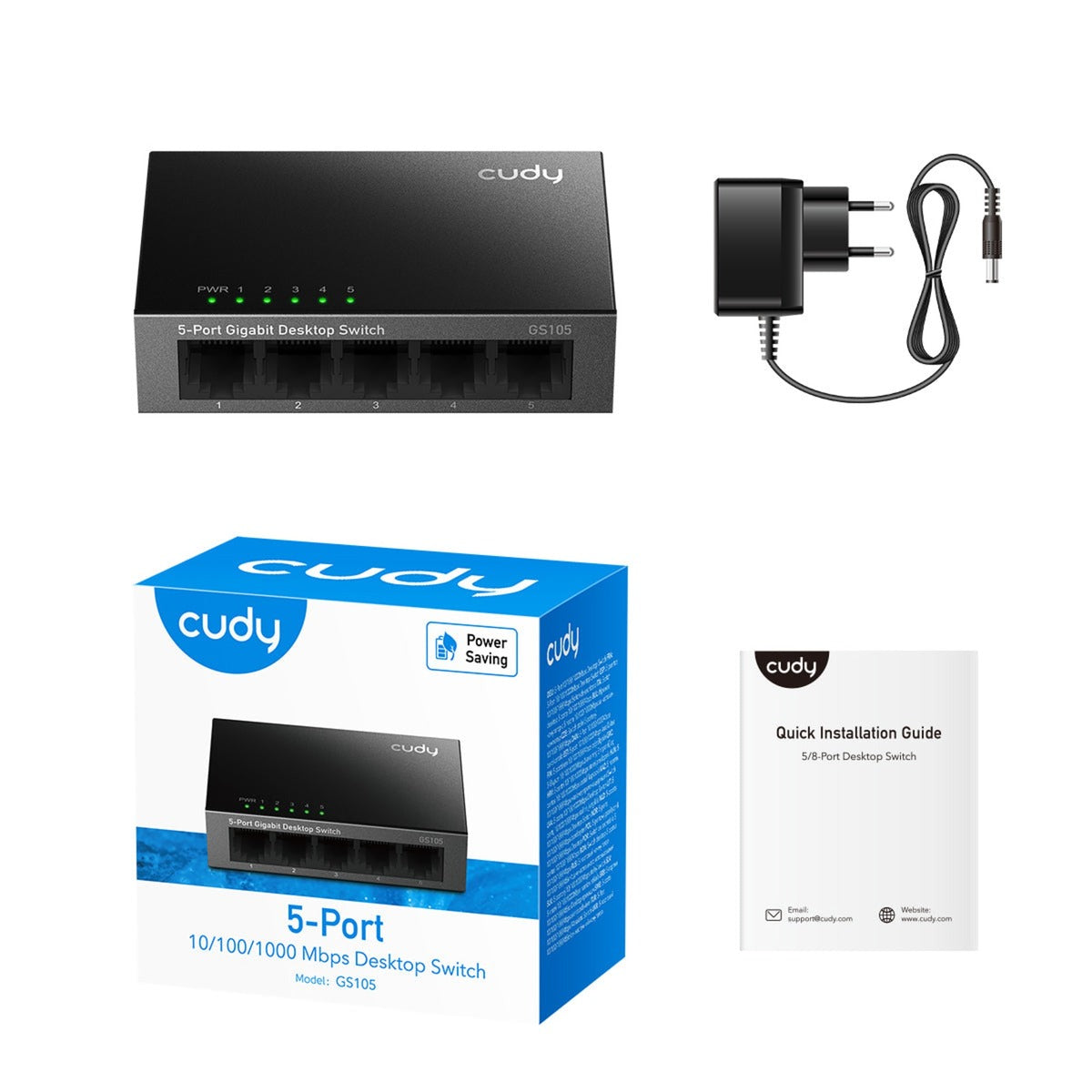Commutateur métallique de bureau Gigabit à 5 ports Cudy