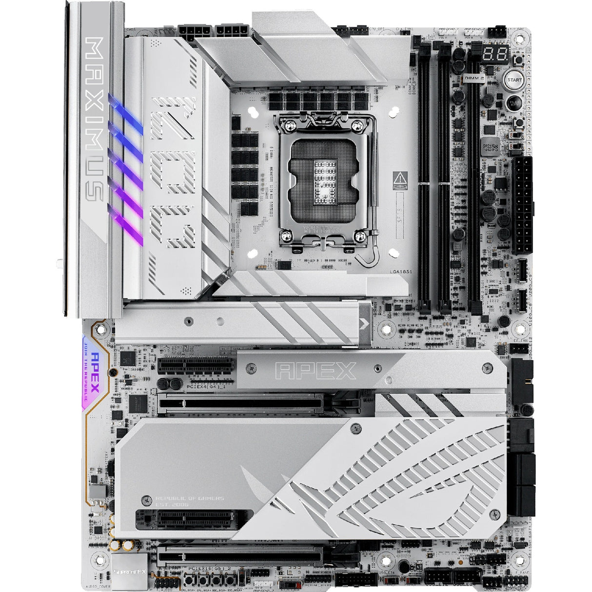 Carte mère Asus Rrog Maximus Z890 Apex Socket 1851 (RAID, 5 Go-LAN, Wi-Fi 7, BT, Son, ATX)