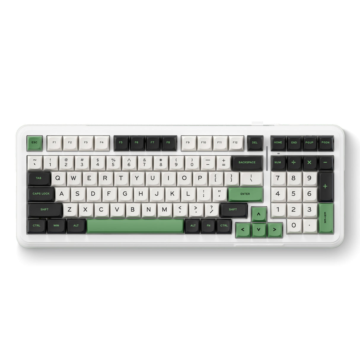 Mchose K99 Clavier RVB mécanique sans fil en jacinthe vert émeraude (blanc, disposition américaine (Qwerty), KTT Hyacinth, RVB, échange à chaud, PBT double prise, sans fil | Bluetooth | USB-C)