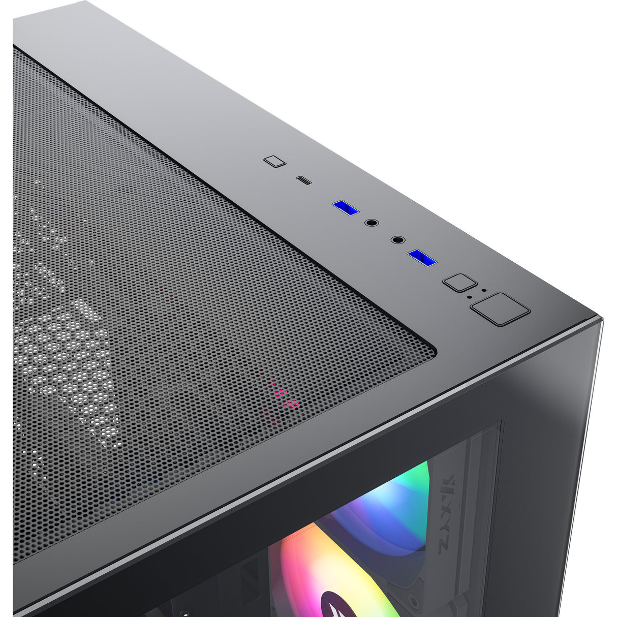 Boîtier tour midi Xyz pc gear tesseract x (noir | 2x USB-A | 1x USB-C | verre trempé)