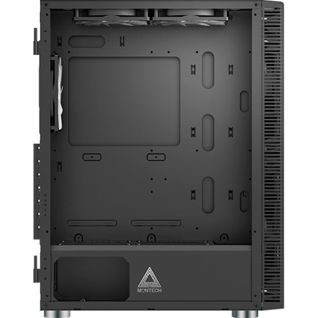 Boîtier tour midi Montech x3 mesh (noir | 3x USB-A | RVB | verre trempé)
