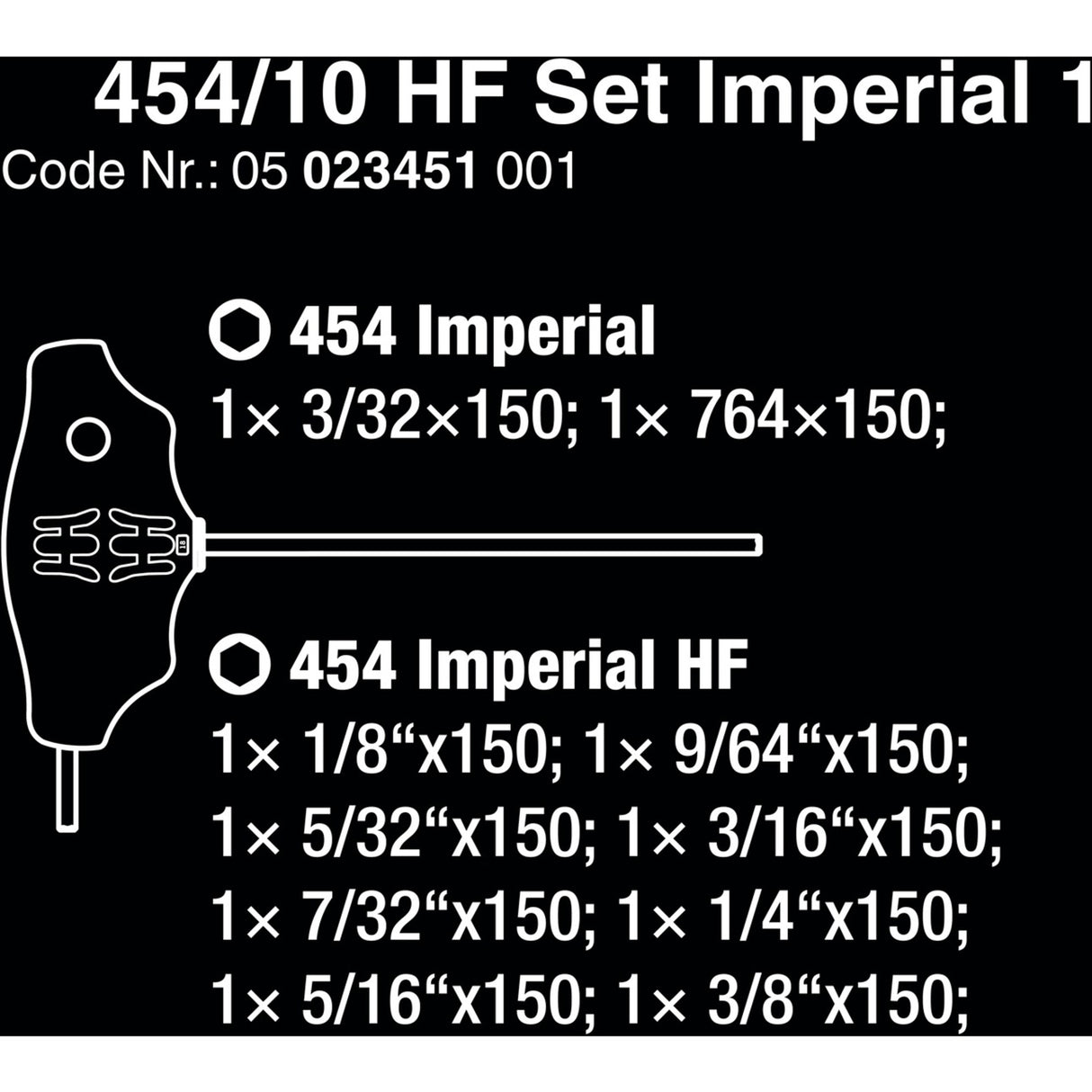 WAA 454 10 HF Set Imperial 1 Sift Keys Set T-gree Bar H