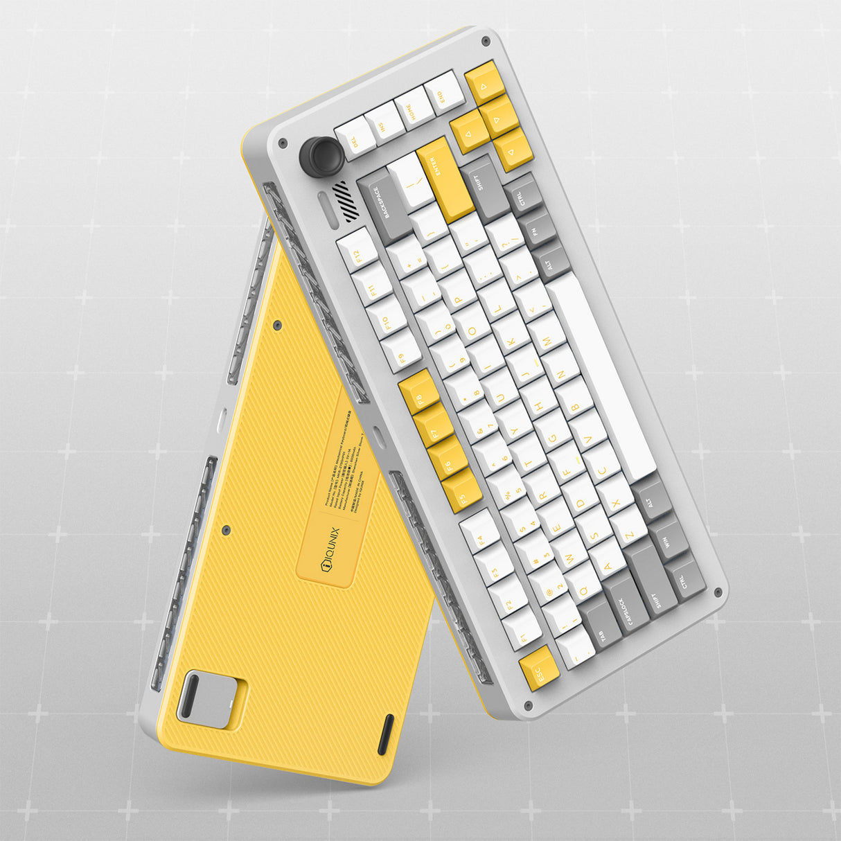 Clavier mécanique sans fil Ty iquunix zx75 gravi wave (gris, disposition américaine (qwer), rouge gateron, 75 %, LED RVB, remplaçable à chaud, pbt double prise, 2,4 GHz | Bluetooth 5.1 | USB-C)