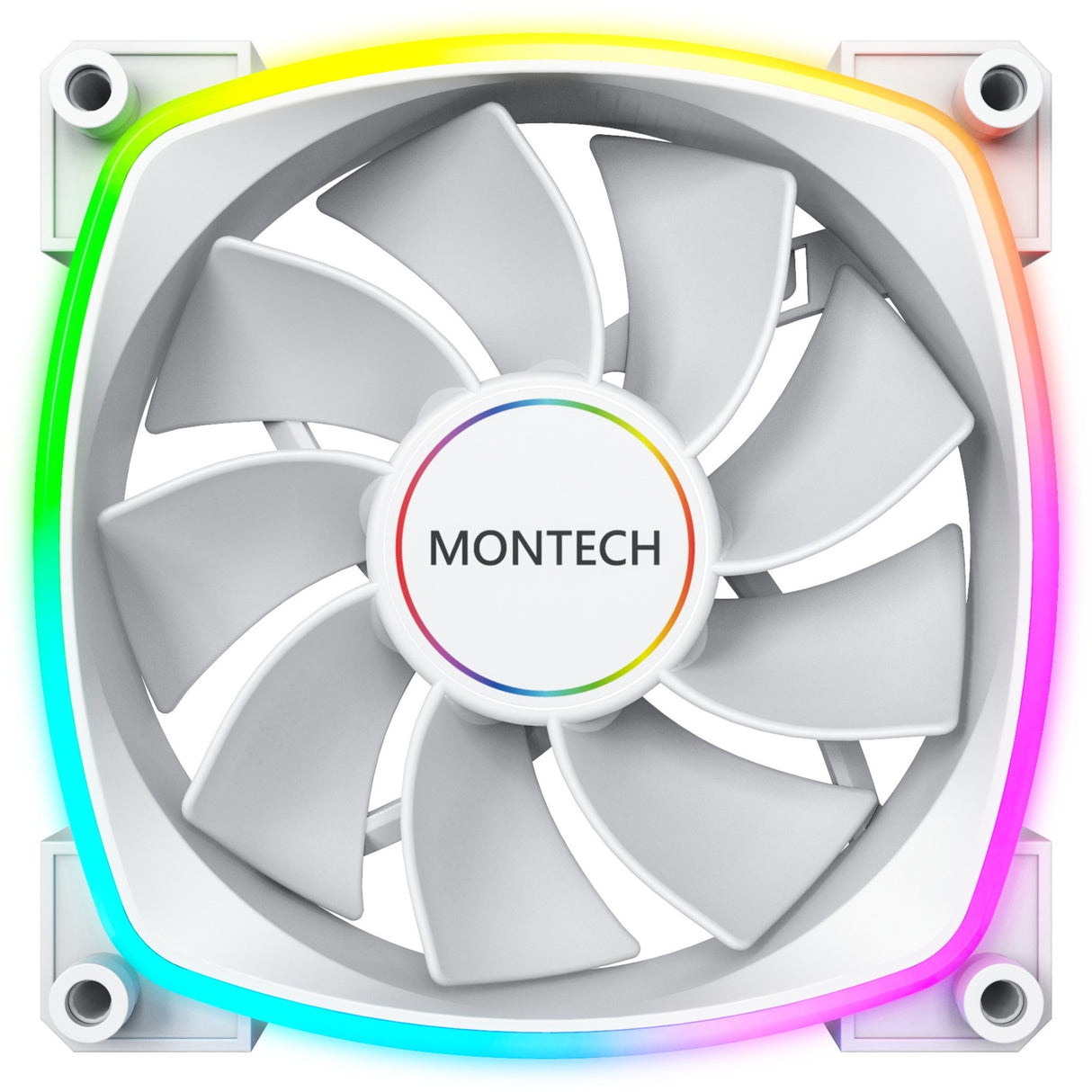 Ventilateur de boîtier Montech rx140 pwm rgb (blanc, 140 x 25 x 140 mm, argb 3 broches)