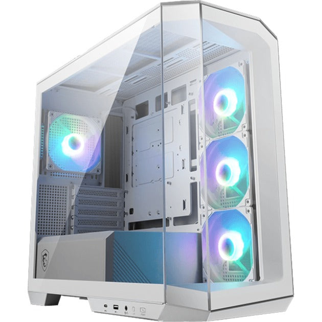 Boîtier tour midi Msi Mag Pano M100R PZ (blanc | 1x USB-A | 1x USB-C | RVB | Verre trempé)