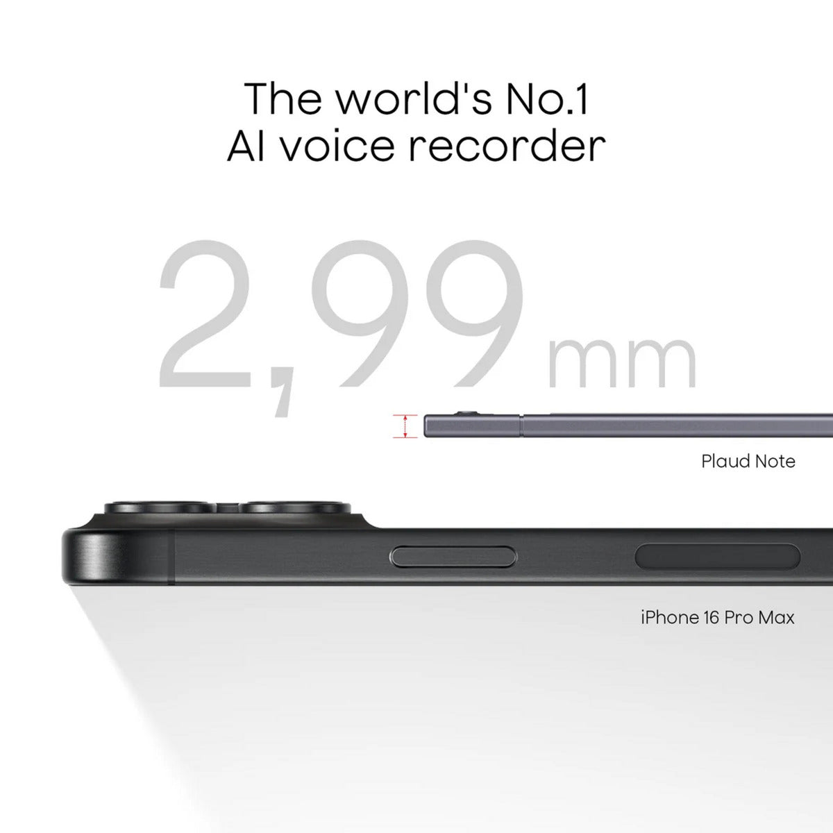 Machine à dicter Plaud note (noir, 64 Go, Bluetooth (BLE 5.2), Wi-Fi (2,4 GHz))