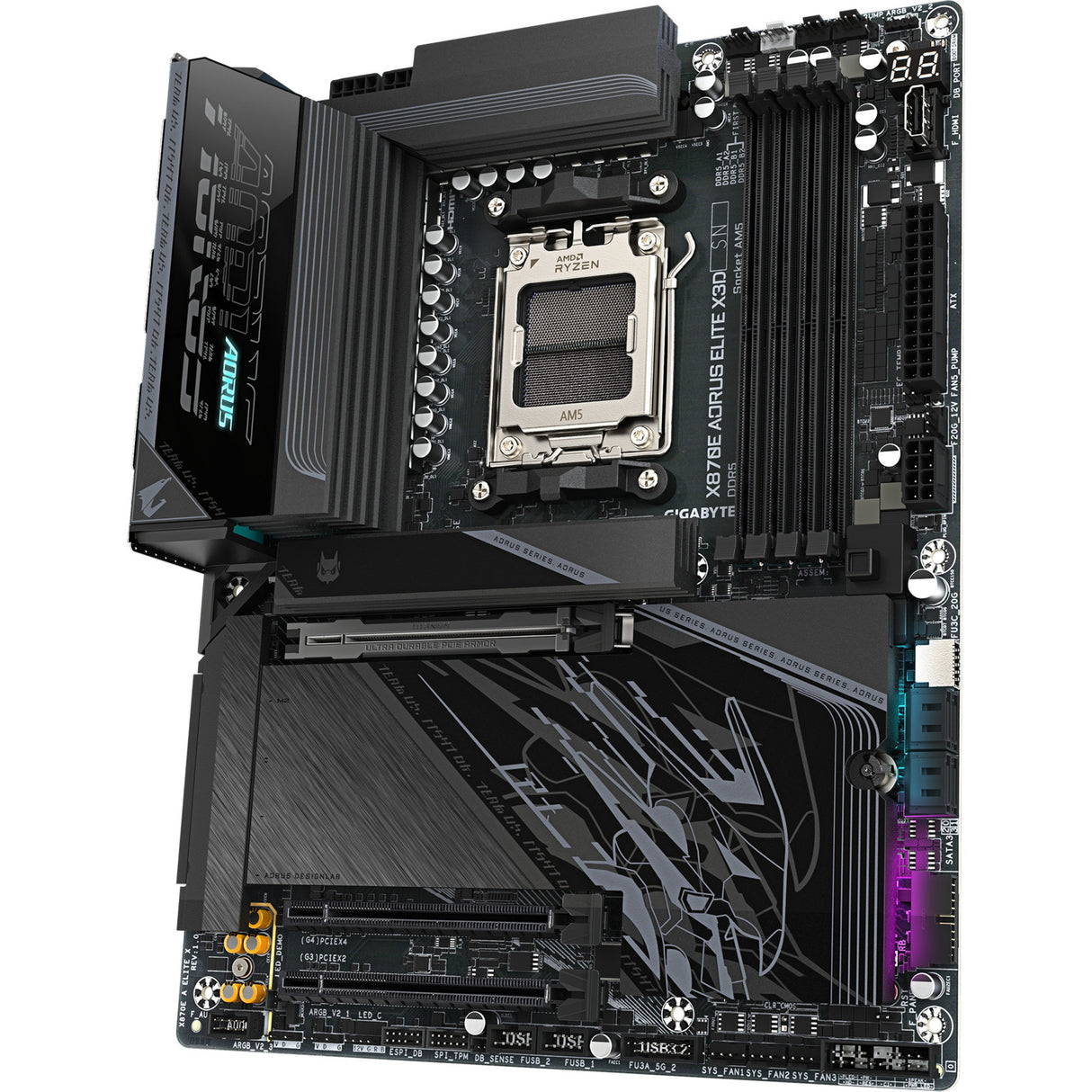 Carte mère Gigabyte x870e aorus Elite x3d socket am5 (noir, raid, 5 Go-lan, wi-fi 7, BT, son, atx)
